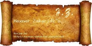 Hexner Zakariás névjegykártya